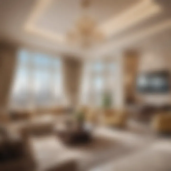 Luxurious living room interior of an apartment in Al Dana Tower