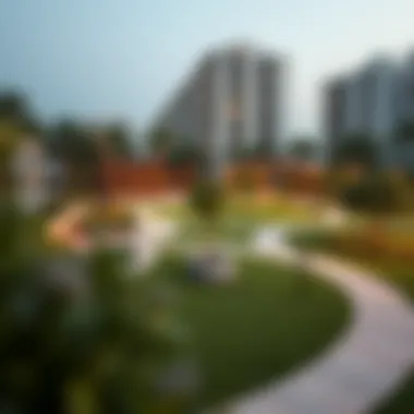 Community Park with Green Spaces and Amenities Community park featuring green spaces and amenities