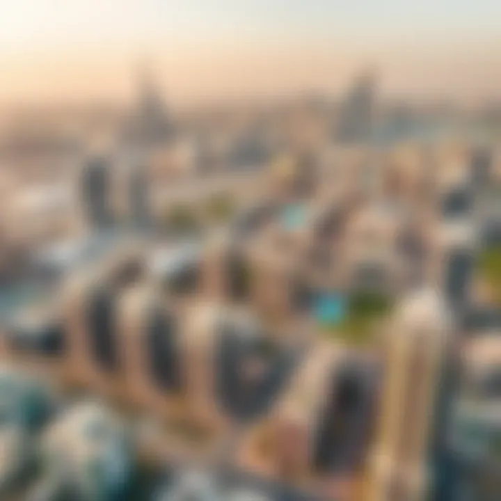 Aerial view of Dubai skyline with residential areas