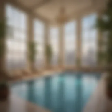 Luxurious Amenities at Al Nahda Mai Tower Luxurious amenities at Al Nahda Mai Tower including a swimming pool and lounge area