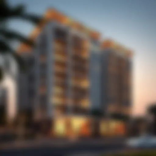 Elegant facade of Al Sayyah Residence Block B highlighting its modern architecture
