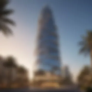 Architectural Marvel of Bahwan Tower Stunning view of Bahwan Tower's architectural design