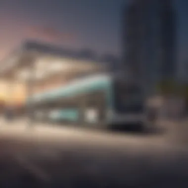 Public transport station in Barsha Heights with commuters