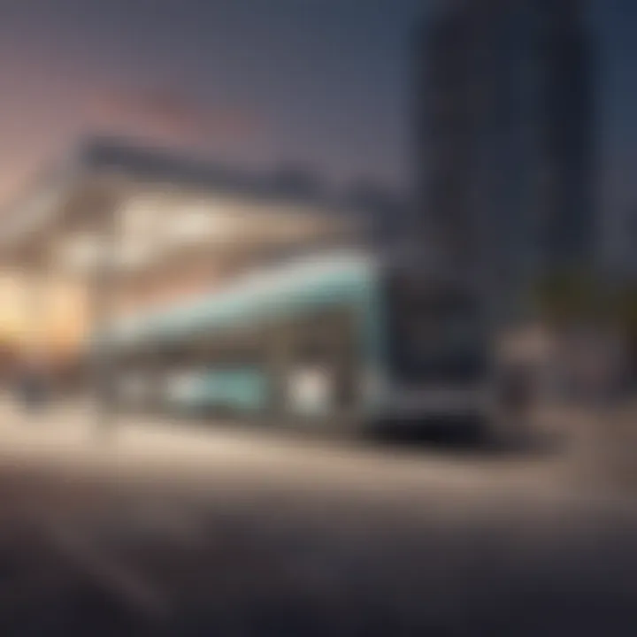 Public transport station in Barsha Heights with commuters
