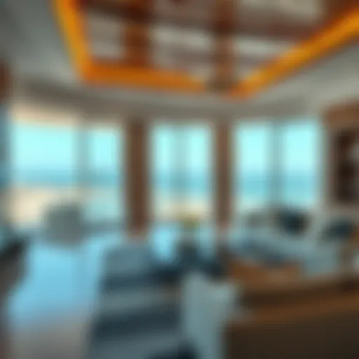 Luxurious living room with ocean view