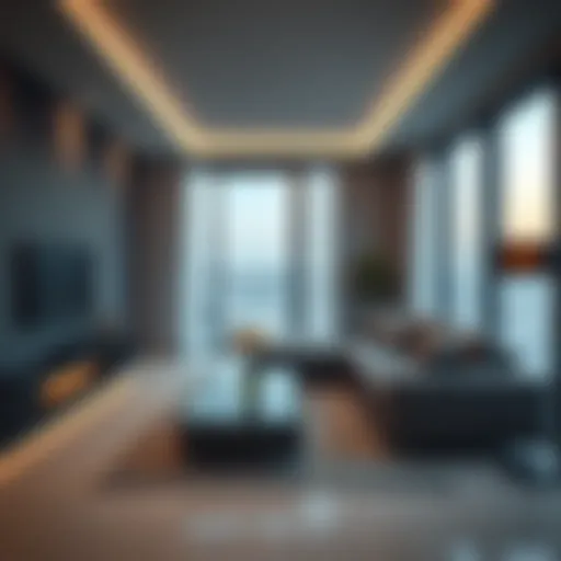 Modern living room showcasing contemporary design in Al Nahda flats