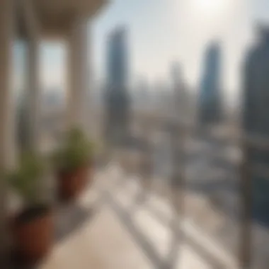 Tranquil Balcony View from Dubai Apartment Tranquil balcony view from a Dubai apartment overlooking the city