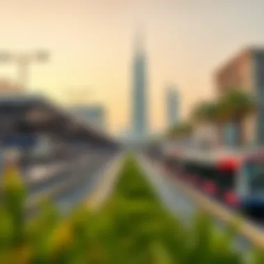 Surrounding Infrastructure of Emirate Tower Metro Station Surrounding infrastructure including bus stations and pedestrian pathways