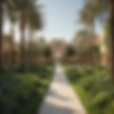 Lush Green Spaces in Al Khail Gate Muhra Lush green spaces in the community