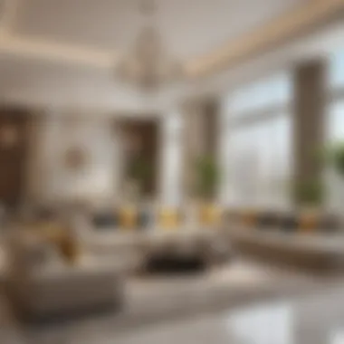 Luxurious Interiors of Al Razooqi Living Spaces Luxurious interior layout of a unit in Al Razooqi Building illustrating spacious living