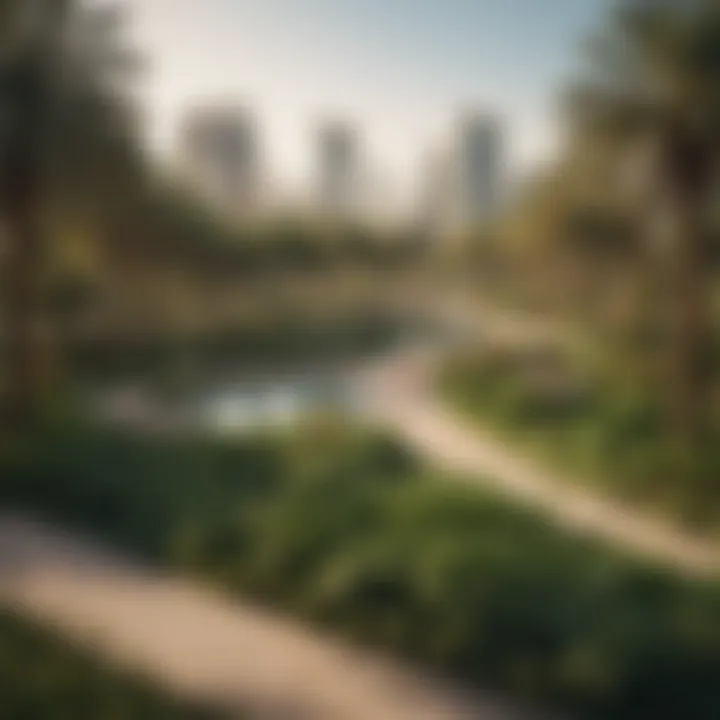 Community park in Barsha Heights featuring green spaces and recreational areas