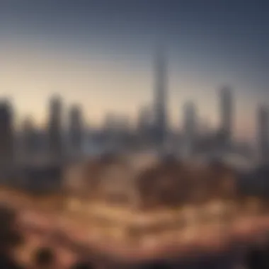 Contrast of Old and New: Old Ramee Building with Dubai Skyline The Old Ramee Building against the backdrop of modern Dubai skyline