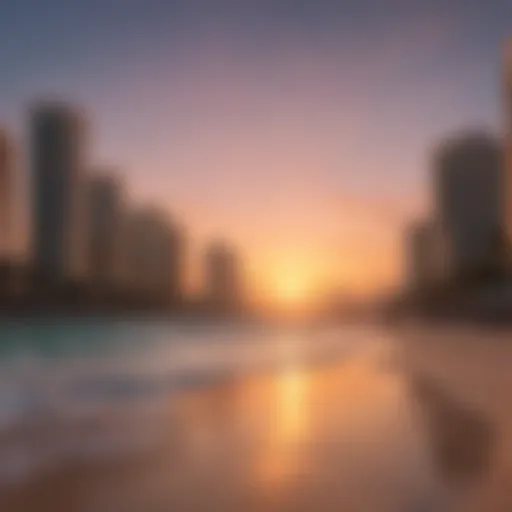 A stunning sunset view over JBR Beach showcasing vibrant colors