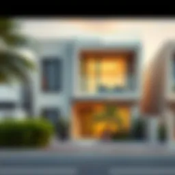 Exterior view of a modern one-bedroom flat in Karama
