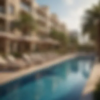 Amenities Highlight of Park Terrace Community amenities including a pool and fitness center in Park Terrace