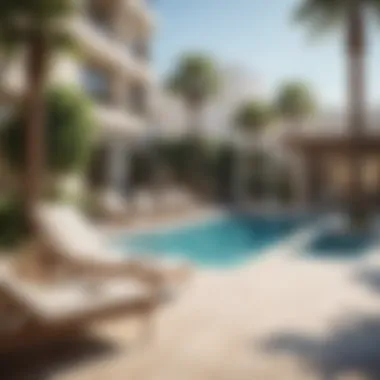 Relaxing Poolside Area Relaxing poolside area of a rental property