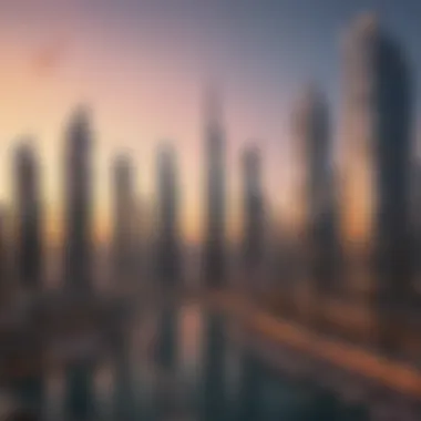 Stunning view of Dubai Marina skyline at sunset