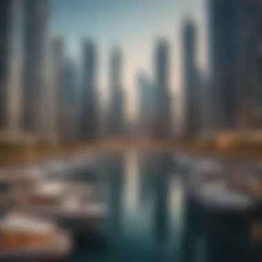 Vibrant Dubai Marina with Yachts Vibrant marina filled with yachts and boats