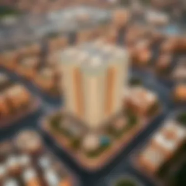 Aerial View of Muhaisnah Highlighting Awqaf Building Aerial view of Muhaisnah with Awqaf Building as a focal point