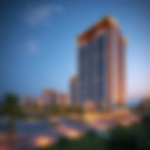 A panoramic view of the Awqaf Building showcasing its architectural elegance