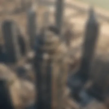 Stunning Aerial Perspective of Gulf Tower Aerial view showcasing the Gulf Tower amidst Dubai's skyline