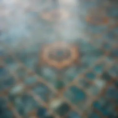 Close-up of the intricate mosaic tiles at Wafi Pool