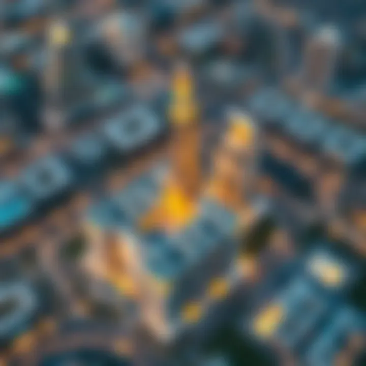 Aerial view of First Central TECOM showcasing modern architecture.
