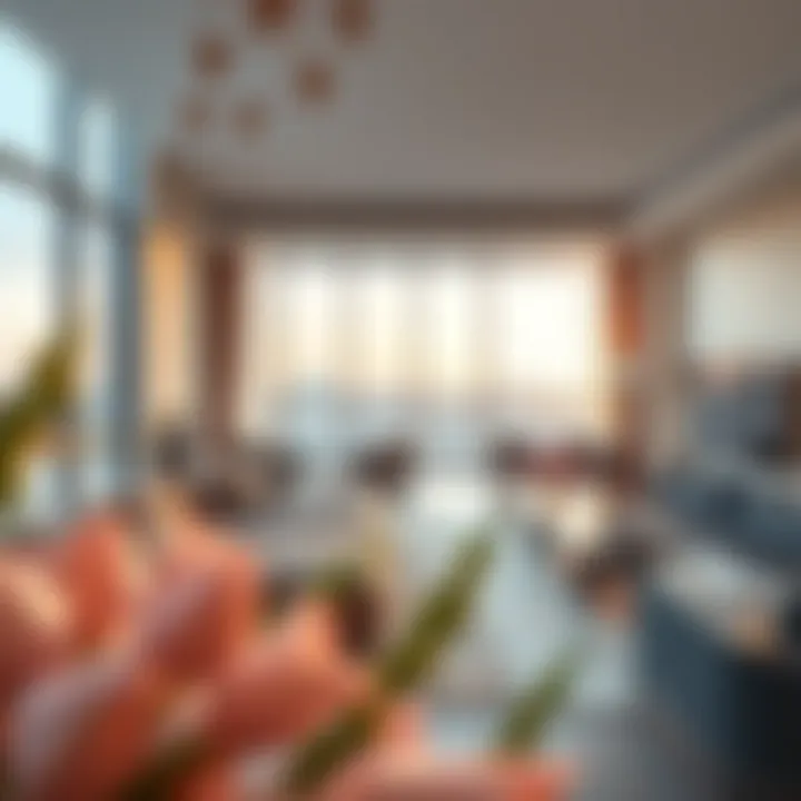 Spacious living area within an apartment at Floarea Residence