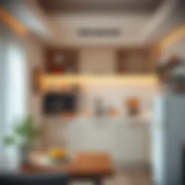 Well-Equipped Kitchen in a Studio Furnished studio kitchen with amenities