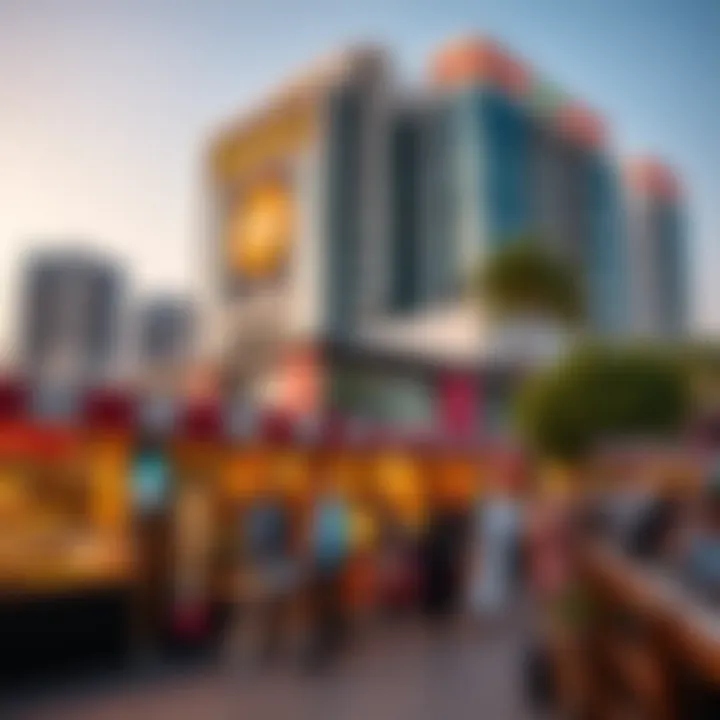 A bustling local market featuring unique shops and dining experiences