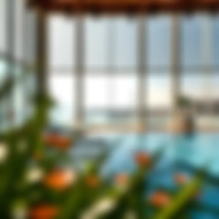 Relaxing pool area with a view of the marina