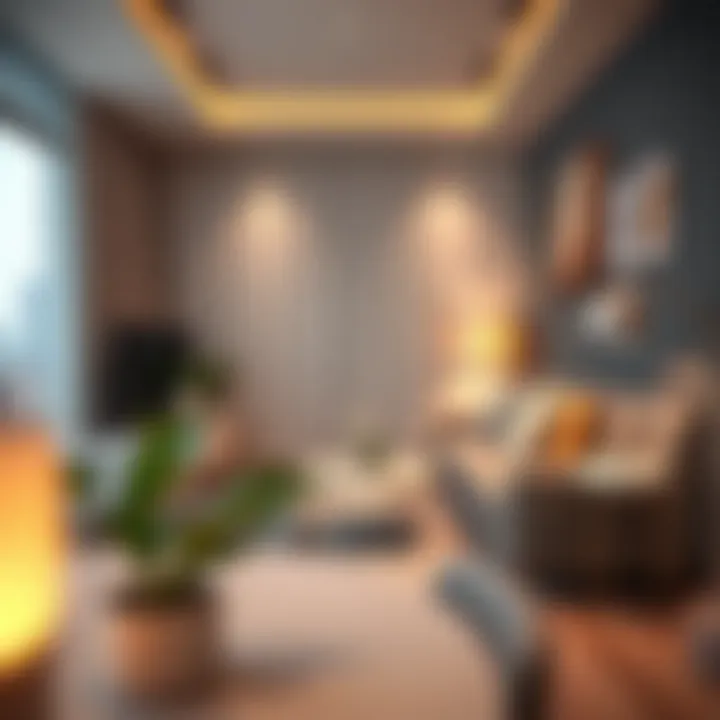 A cozy one-room apartment showcasing modern furnishings and decor.