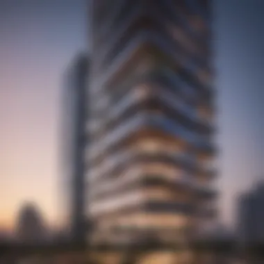 Modern Architectural Design of Nuaimia One Tower Stunning exterior view of Nuaimia One Tower showcasing modern architecture