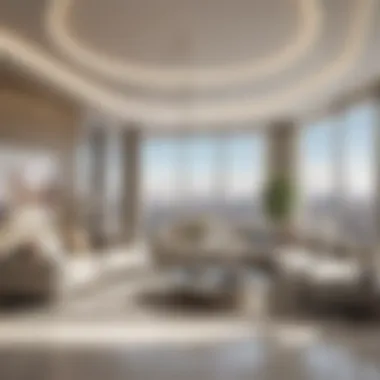 Premium Interior of Nuaimia One Tower Living Space Elegant living space within Nuaimia One Tower demonstrating premium interiors