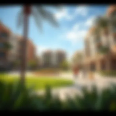 Vibrant Town Square park featuring families enjoying outdoor activities