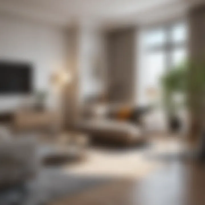 Interior of a stylish studio apartment featuring contemporary design.