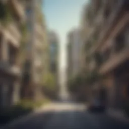 A vibrant street view of Al Nahda showcasing modern architecture and greenery.